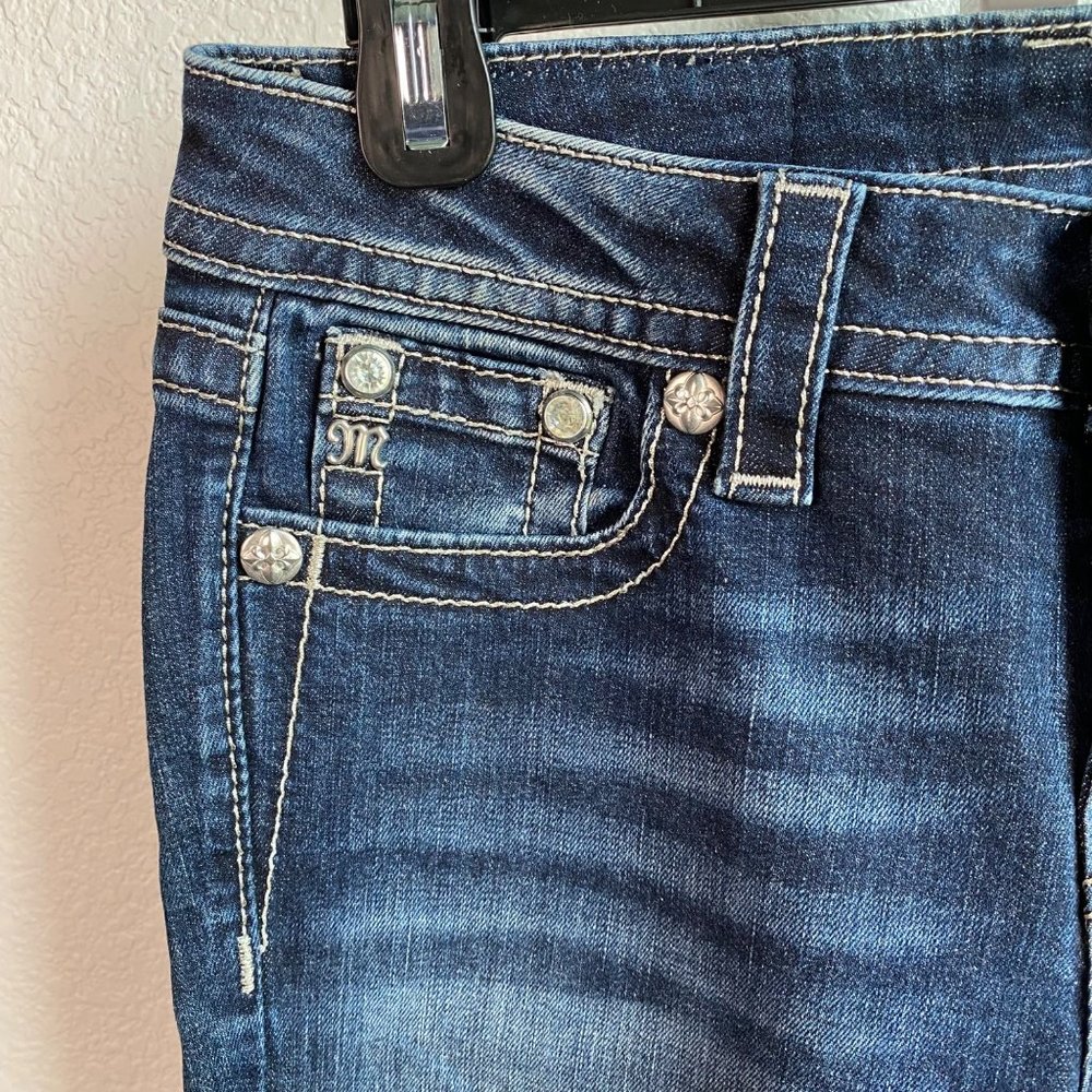 New Women's Jeans Sz 26 skinny cut Denim Embellished Pockets no size tag Miss Me - Picture 4 of 13
